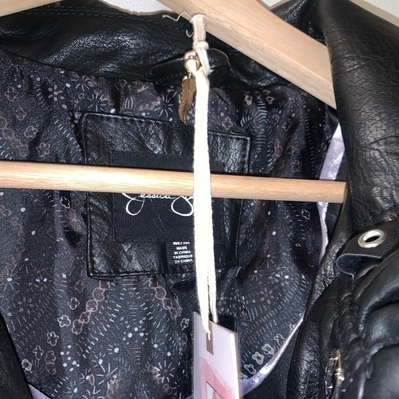 JESSICA SIMPSON moto ruffle leather jacket - Picture 7 of 11